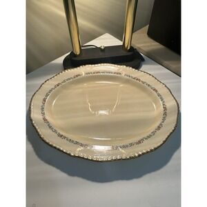 Vintage Ridgways Staffordshire Oval Platter Floral 22kt Gold‎ England